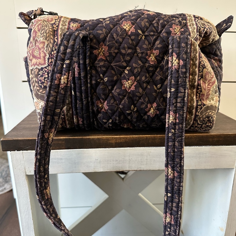 Vera Bradley Black and Brown Shoulder Bag & separate matching zipper pouch